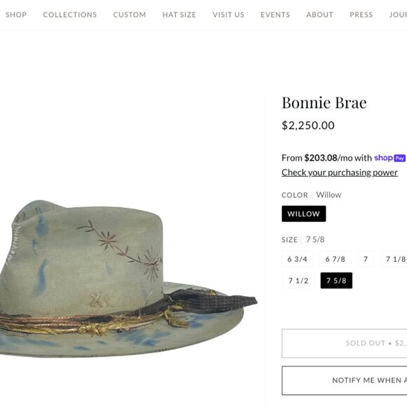 NEW Teressa Foglia Nick Fouquet felt hat grey blue flat brim 56 7 tie dye 100x